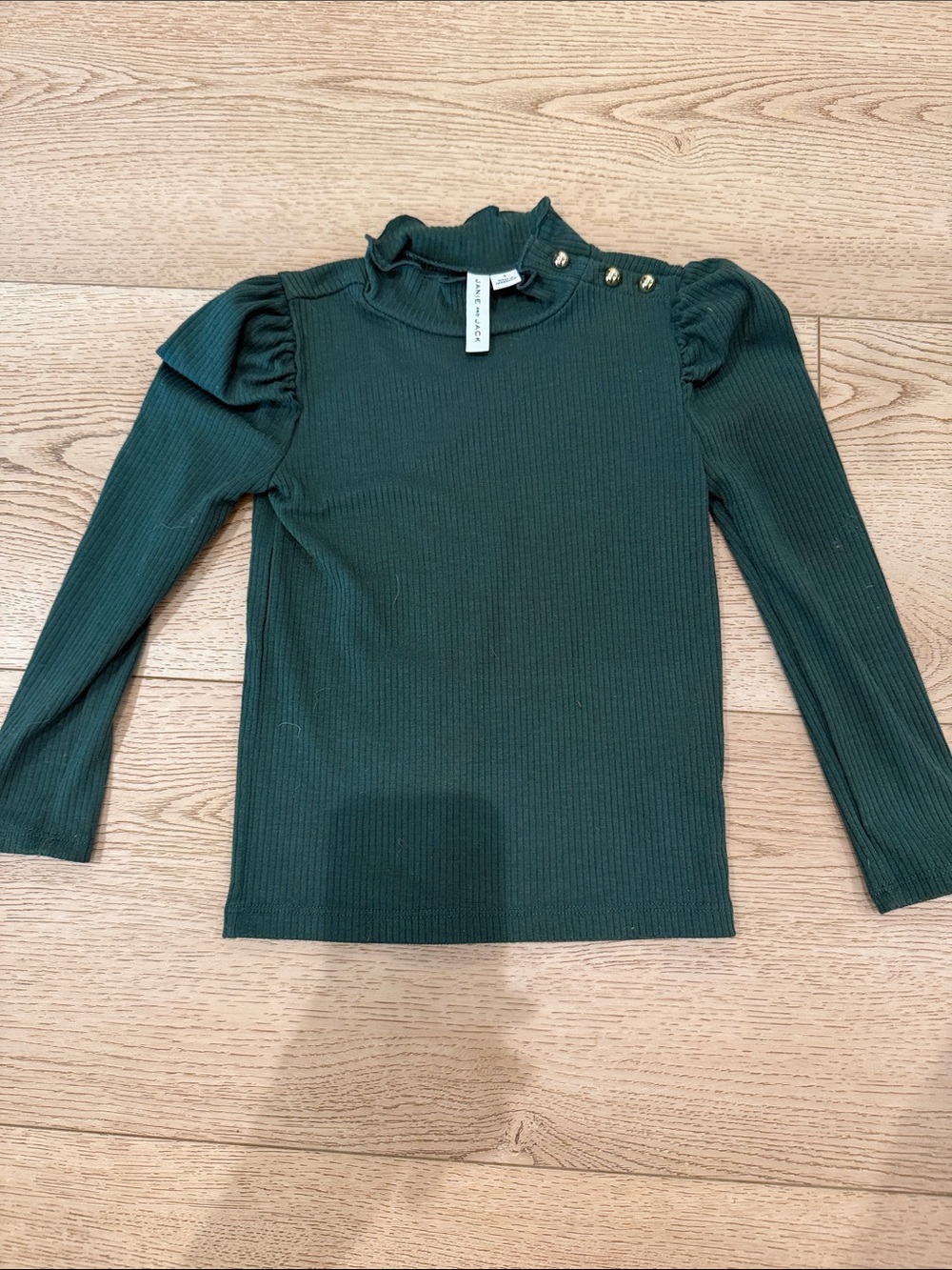 Janie and Jack Dark Green Ruffled Mock Neck Long Sleeve Top